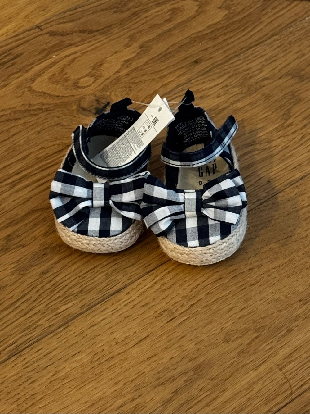 Baby Gap Gingham Bow Espadrille Shoes | Size 0–3 Months | NWT